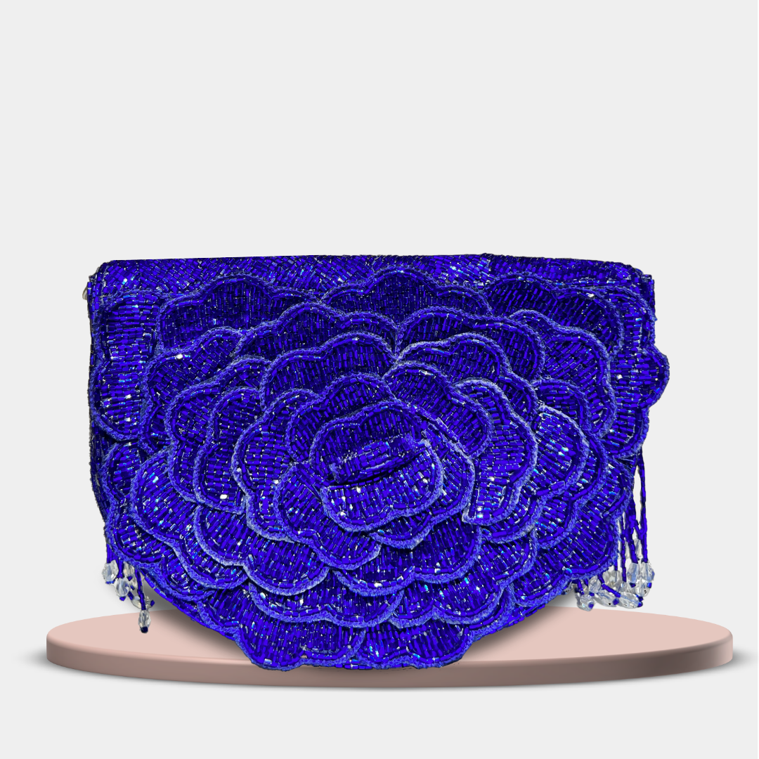 Crystal Flower Statement Satin Heart Shape Clutch main image 0